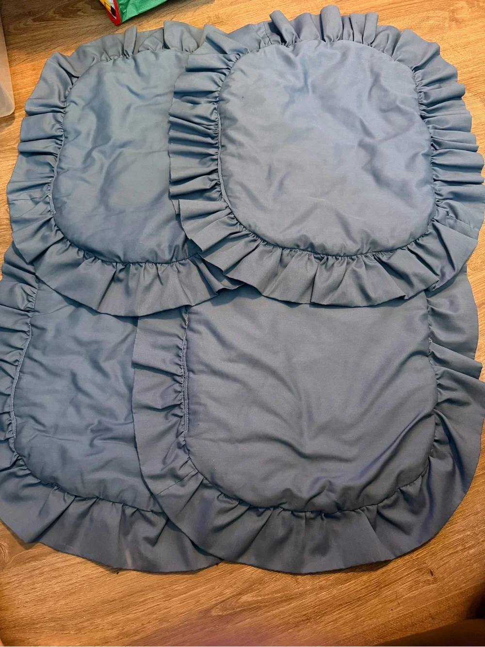 Blue Quilted Bird Appliqué Chair Covers - Set of 4